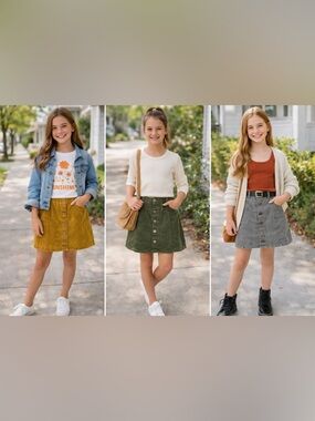 Crewcuts / various brand Button-Front Skirt bundle in Mustard and Olive. Size 12